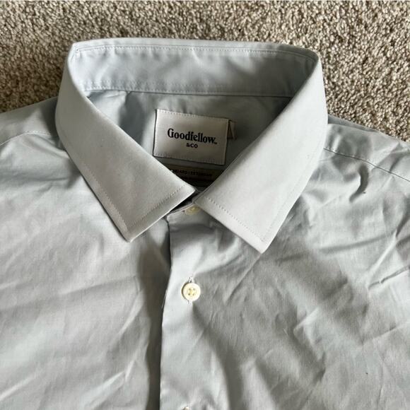 NWOT Goodfellow & Co Standard Fit Grey Blue Long Sleeve Button Down Shirt Large - Picture 7 of 9